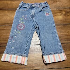Gymboree Infant Denim Jeans w/ Embroidery & Folded Cuffs - Size 18-24 Mos.